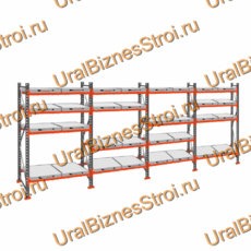 Стеллаж с выкатными платформами  2000*7200*1050 4 яруса 32 платформы - uralbiznesstroi.ru – Омск
