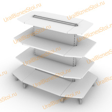 Стеллаж островной с торцевыми полками 2350*400*1000 4 полки - uralbiznesstroi.ru – Омск