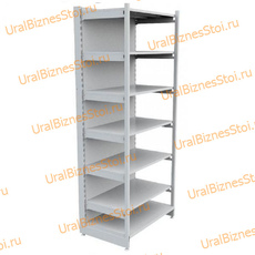 Торговый пристенный стеллаж с передней стойкой 2800*400*900 7 полок - uralbiznesstroi.ru – Омск