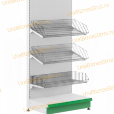 Торговый стеллаж с корзиной 1450*400*900 - uralbiznesstroi.ru – Омск