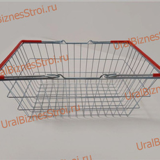 Корзина покупательская, цинк хроматированный (20л) 2 ручки, ПВХ,  цвет-красный - uralbiznesstroi.ru – Омск