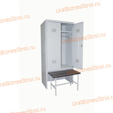 Шкаф гардеробный двухсекционный 2 двери (с нишей для скамьи) 1850*500*600 S-0,7мм - uralbiznesstroi.ru – Омск