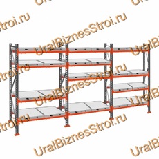 Стеллаж с выкатными платформами  3000*5400*1050 4 яруса 24 платформы - uralbiznesstroi.ru – Омск