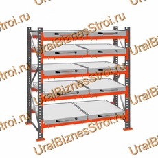 Стеллаж с выкатными платформами  3000*1800*1050 5 яруса 10 платформ - uralbiznesstroi.ru – Омск