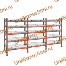 Стеллаж с выкатными платформами  3000*5400*1050 5 яруса 30 платформ - uralbiznesstroi.ru – Омск