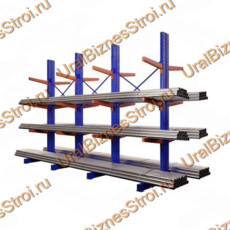 Стеллаж консольный двусторонний 3000x1400x2420 мм тяжелый 4 яруса - uralbiznesstroi.ru – Омск