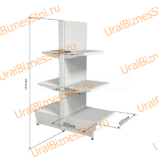 Торговый островной стеллаж 1450*500*600 3 полки - uralbiznesstroi.ru – Омск