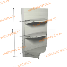 Торговый угловой стеллаж 1450*500*900 3 полки - uralbiznesstroi.ru – Омск