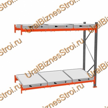 Стеллаж с выкатными платформами дополнительная секция 2500*2700*1050 2 яруса 6 платформ - uralbiznesstroi.ru – Омск