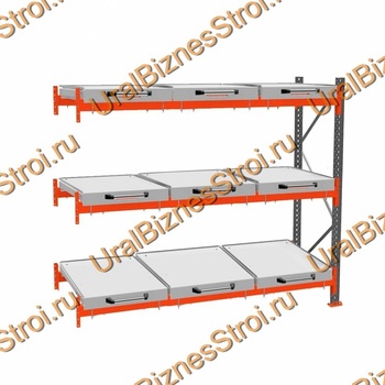Стеллаж с выкатными платформами дополнительная секция 2500*2700*1050 3 яруса 9 платформ - uralbiznesstroi.ru – Омск