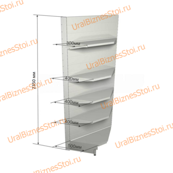Торговый угловой стеллаж 2350*500*900 5 полок - uralbiznesstroi.ru – Омск