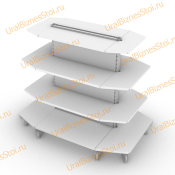 Стеллаж островной с торцевыми полками 2350*400*1000 4 полки - uralbiznesstroi.ru – Омск