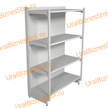 Торговый пристенный стеллаж с передней стойкой 1450*300*1000 4 полки - uralbiznesstroi.ru – Омск