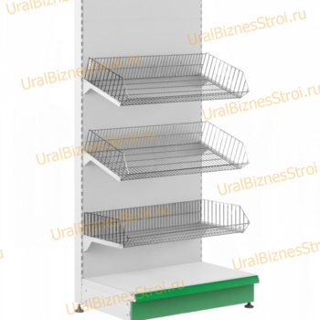 Торговый стеллаж с корзиной 1450*400*900 - uralbiznesstroi.ru – Омск