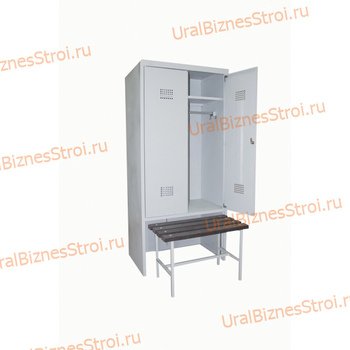 Шкаф гардеробный двухсекционный 2 двери (с нишей для скамьи) 1850*500*600 S-0,7мм - uralbiznesstroi.ru – Омск
