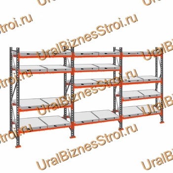 Стеллаж с выкатными платформами  3000*5400*1050 4 яруса 24 платформы - uralbiznesstroi.ru – Омск