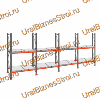 Стеллаж с выкатными платформами  3000*7200*1050 2 яруса 16 платформ - uralbiznesstroi.ru – Омск