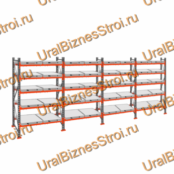 Стеллаж с выкатными платформами  3000*7200*1050 5 ярусов 40 платформ - uralbiznesstroi.ru – Омск