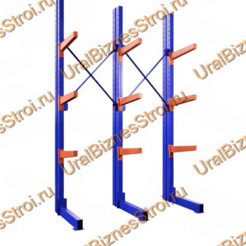 Стеллаж консольный односторонний 2500x1650x1270 мм тяжелый 4 яруса - uralbiznesstroi.ru – Омск