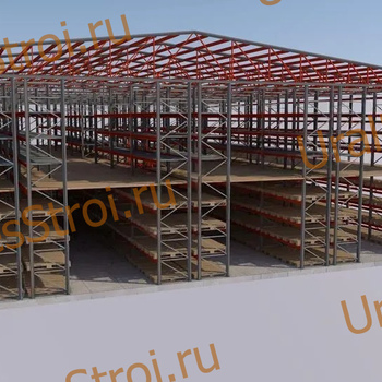 Быстровозводимый склад (мезонин) на паллетных стеллажах 20000*27000*10000 2 этажа - uralbiznesstroi.ru – Омск